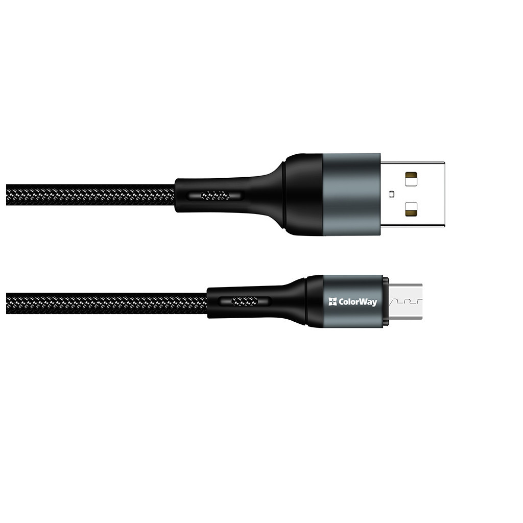 Дата кабель USB 2.0 AM to Micro 5P 1.0m nylon black ColorWay (CW-CBUM045-BK) - зображення 4