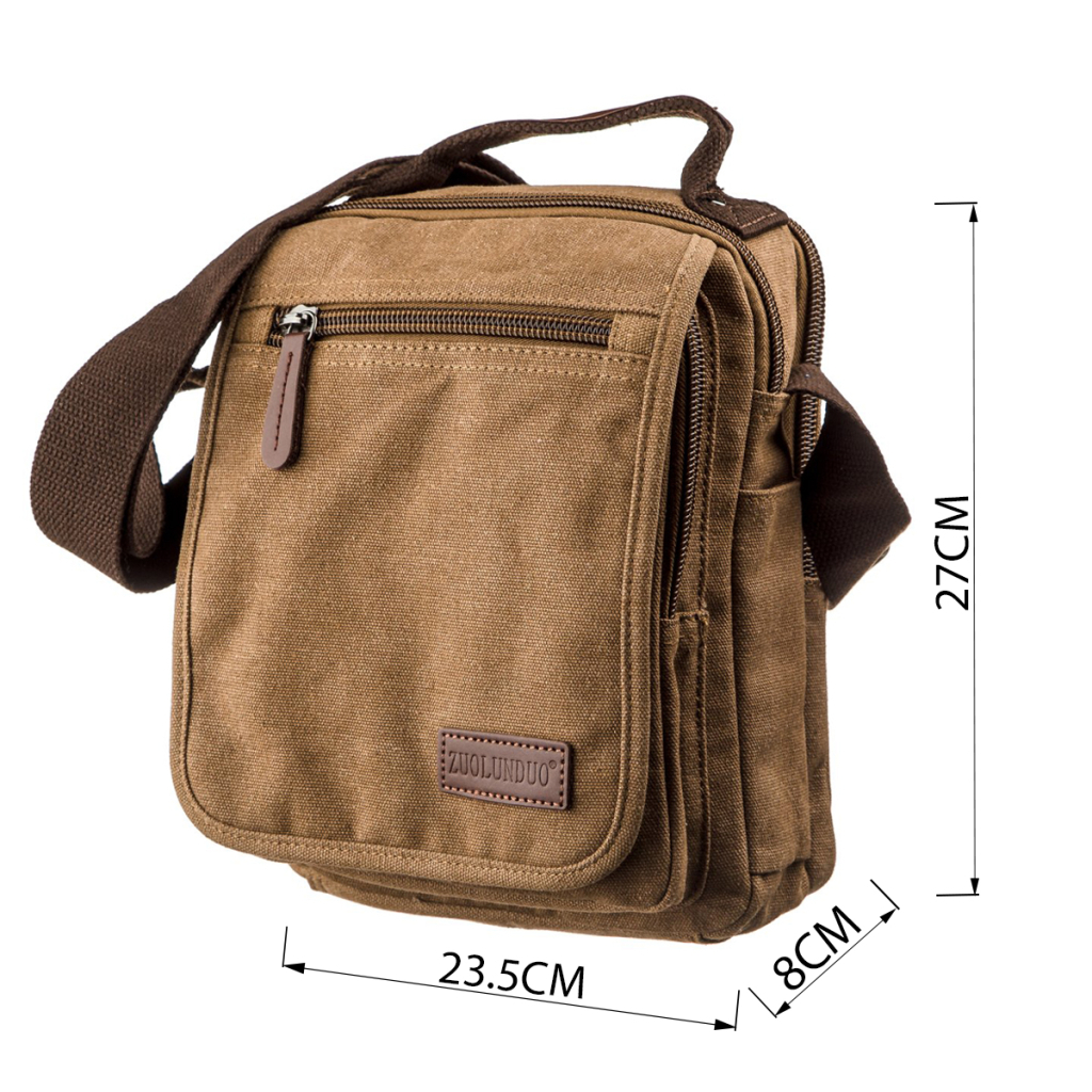 Сумка Vintage Текстильна чоловіча на два відділення Коричнева (20200) - зображення 3