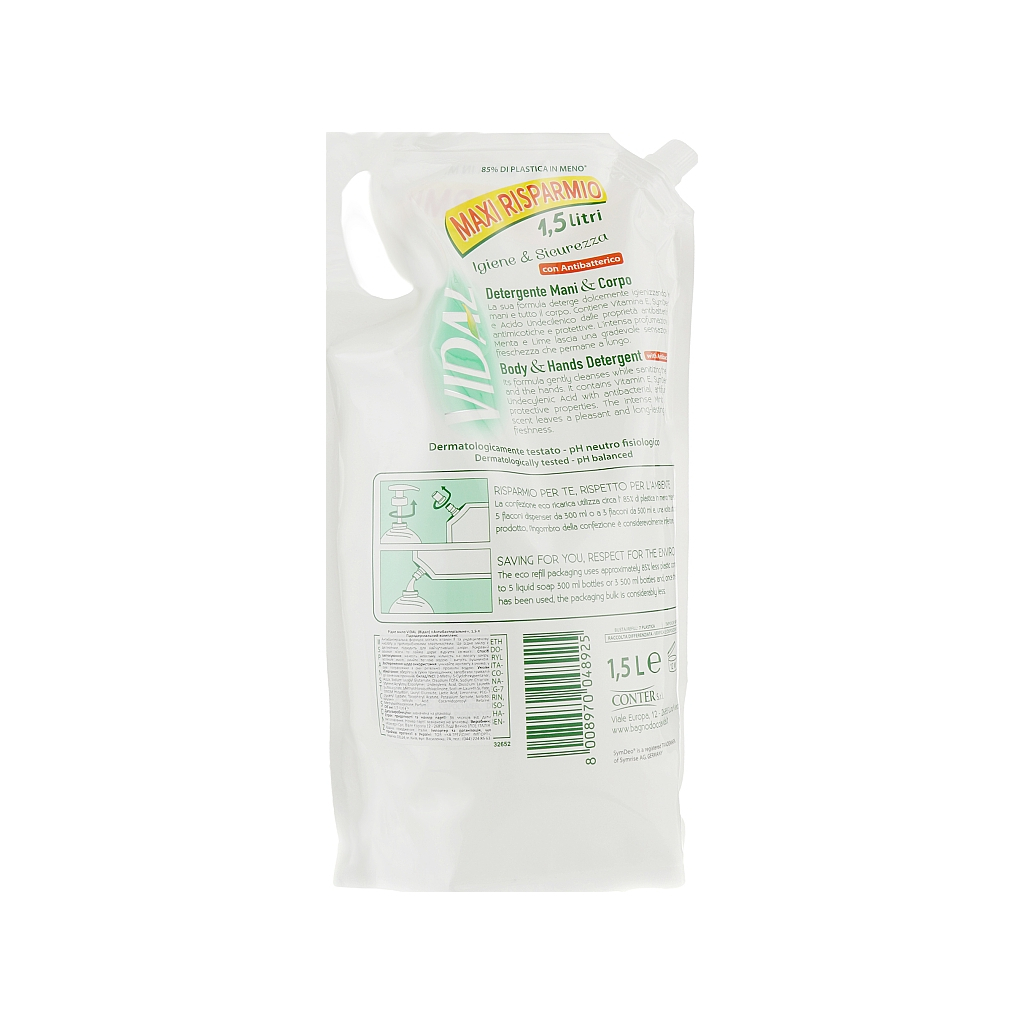 Рідке мило Vidal Антибактеріальне дой-пак 1.5 л (8008970048925) - зображення 2