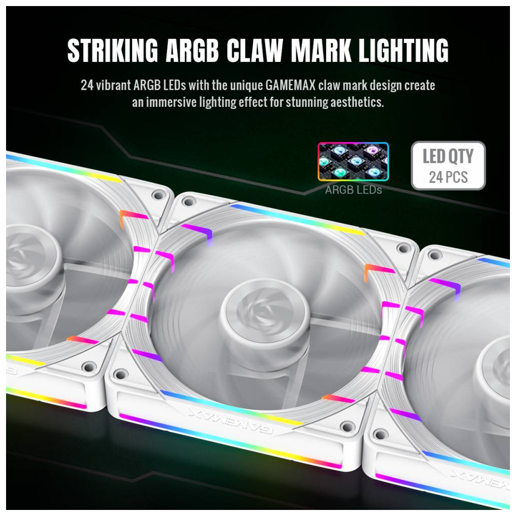 Кулер до корпусу Gamemax Tornado T12 ARGB-RW - зображення 6