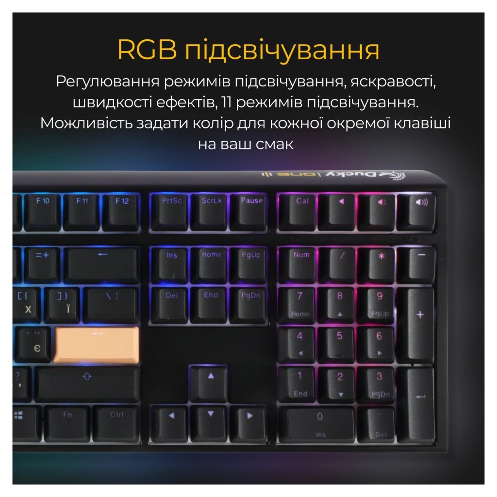 Клавіатура Ducky One 3 Cherry MX Speed Silver RGB UA USB Black (DKON2108ST-PUAPXCLAWSC1) - зображення 3