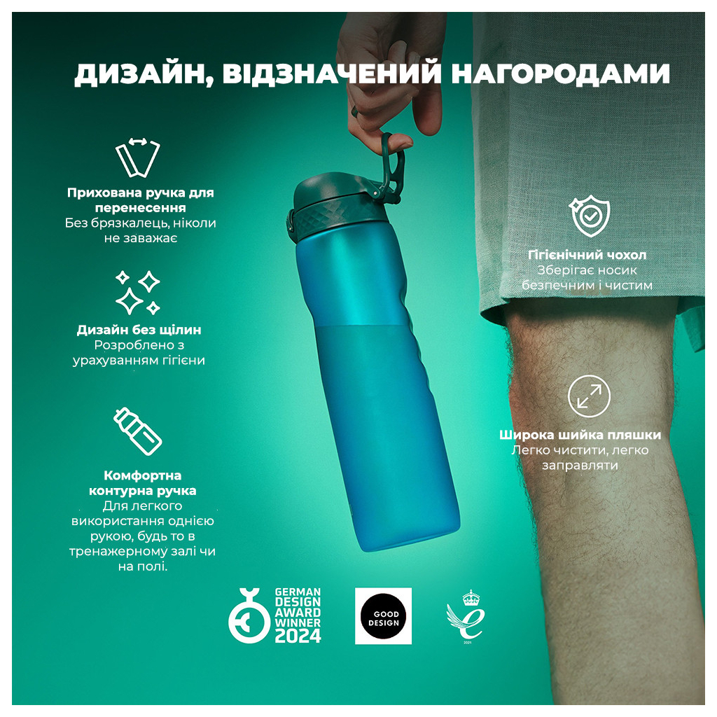 Пляшка для води ION8 OneTouch 1000 мл BPA Free, Aqua (I8RF1000AQU) - зображення 4