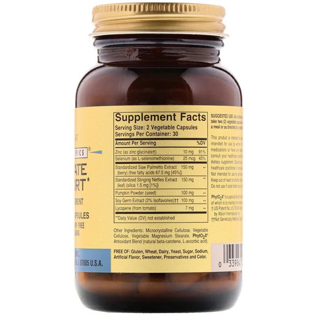 Мінерали Solgar Підтримка простати, Prostate Support, 60 вегетаріанськіх кап (SOL-02295) - зображення 2