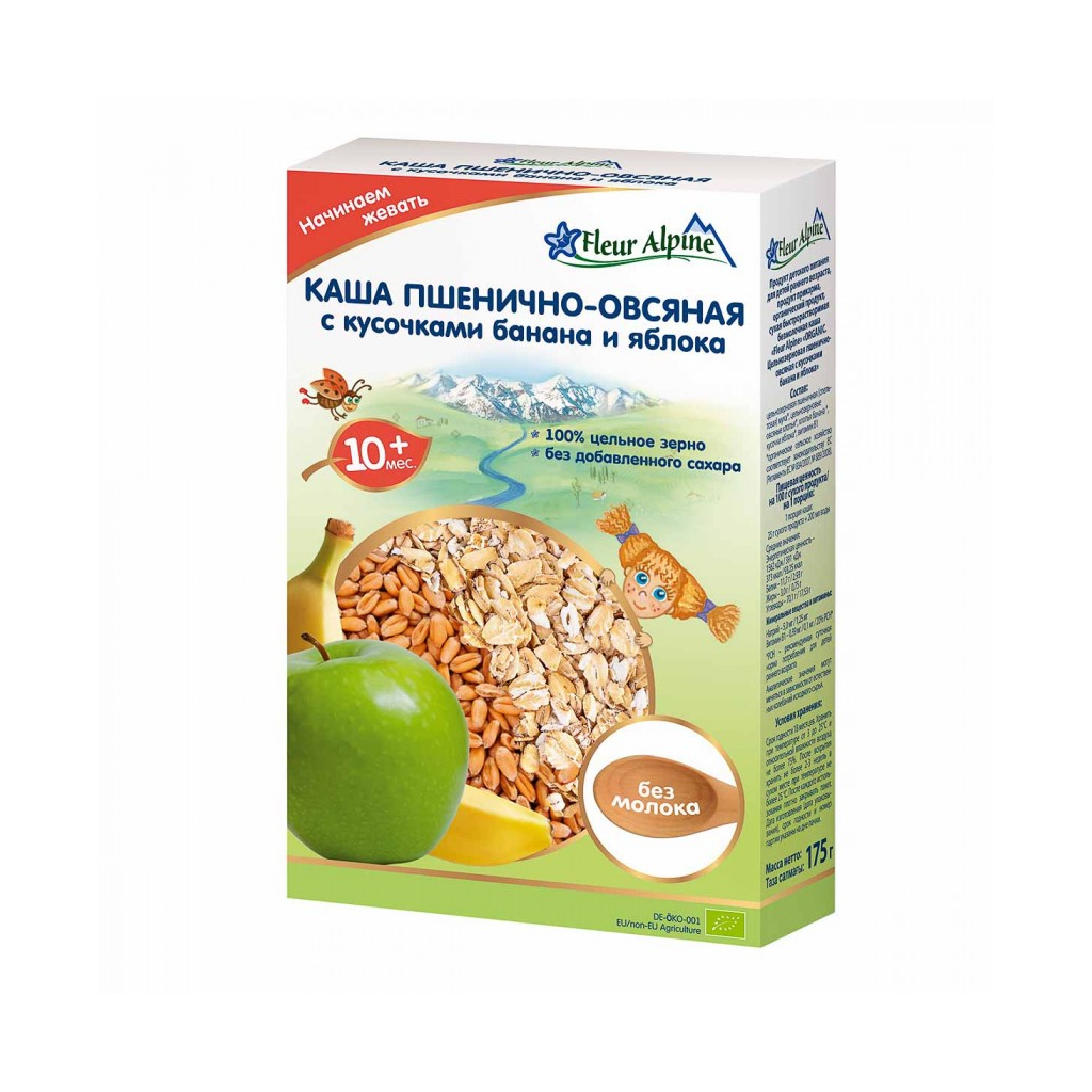 Дитяча каша Fleur Alpine пшенично-вівсяна з бананом і яблуком 175 г (4006303002778) - зображення 1