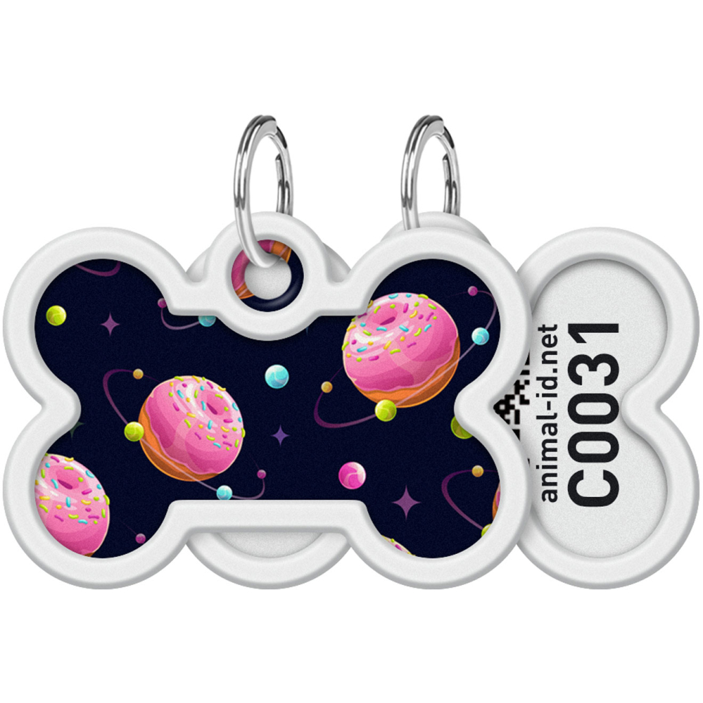 Адресник для тварин WAUDOG Smart ID з QR паспортом "Всесвіт пончиків", кістка 40х28 мм (0640-0218) - изображение 1