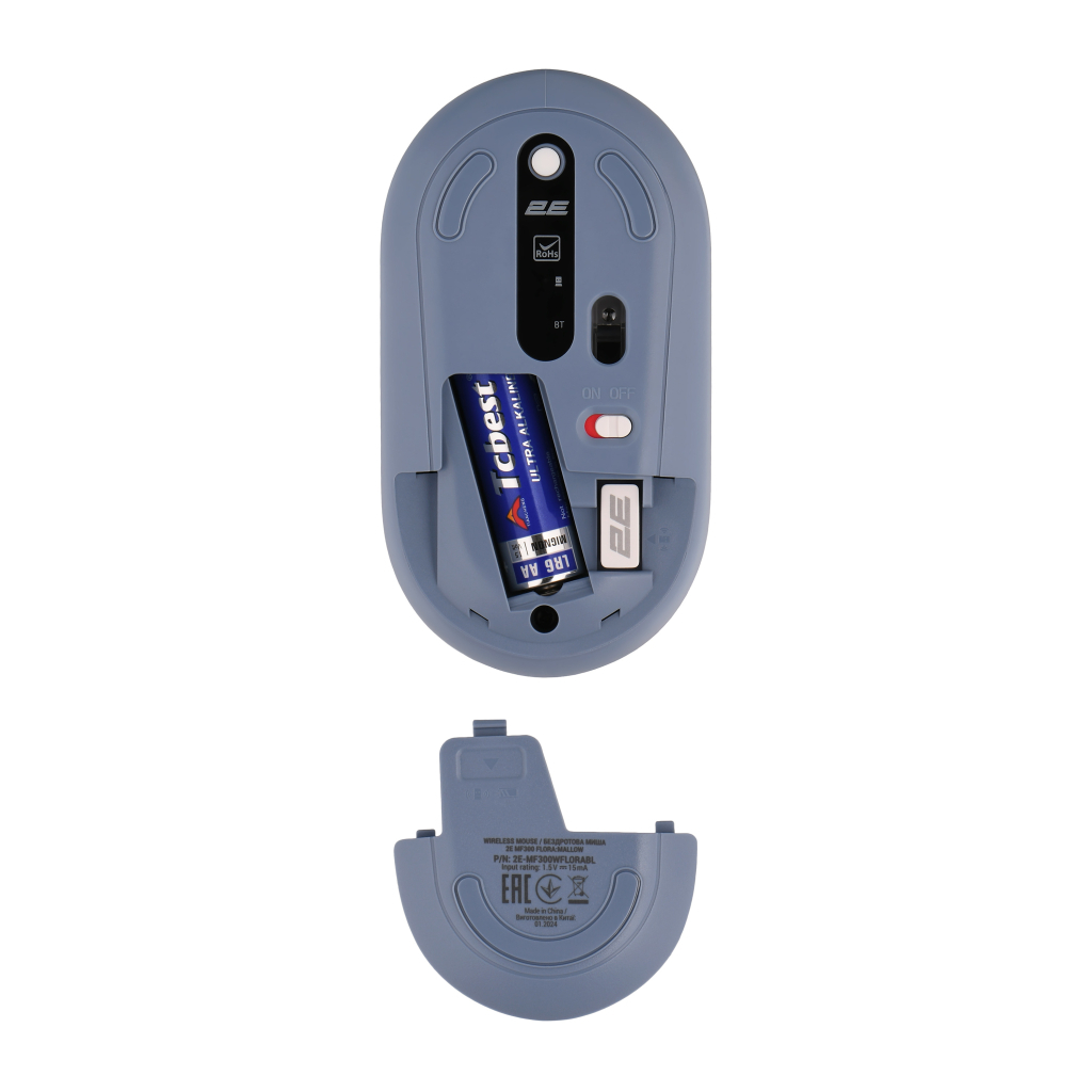 Мишка 2E MF300 FLORAMALLOW Silent Wireless/Bluetooth Blue (2E-MF300WFLORABL) - зображення 3
