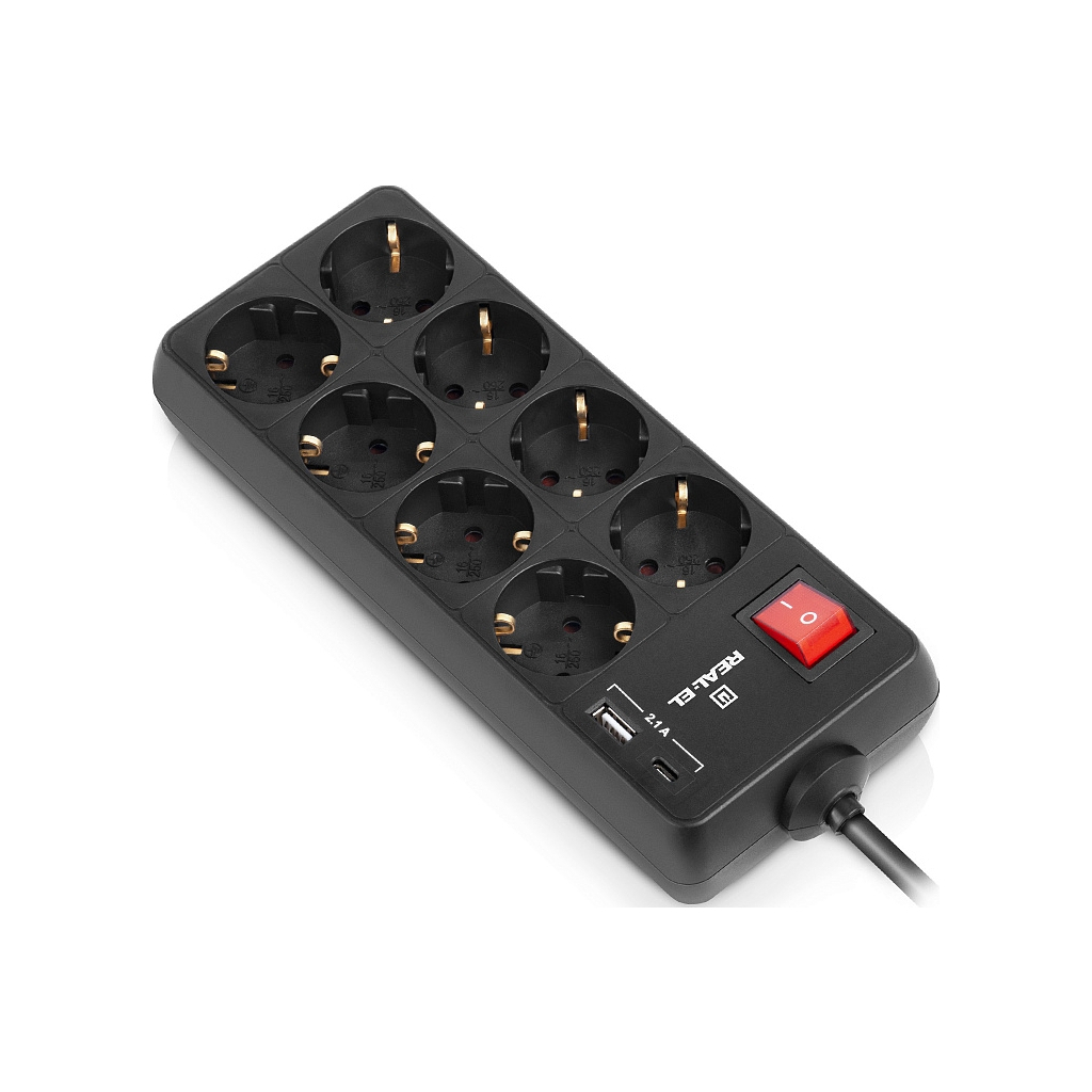 Мережевий подовжувач REAL-EL RS-PROTECT 805 1.8m, black (EL122300042) - зображення 8