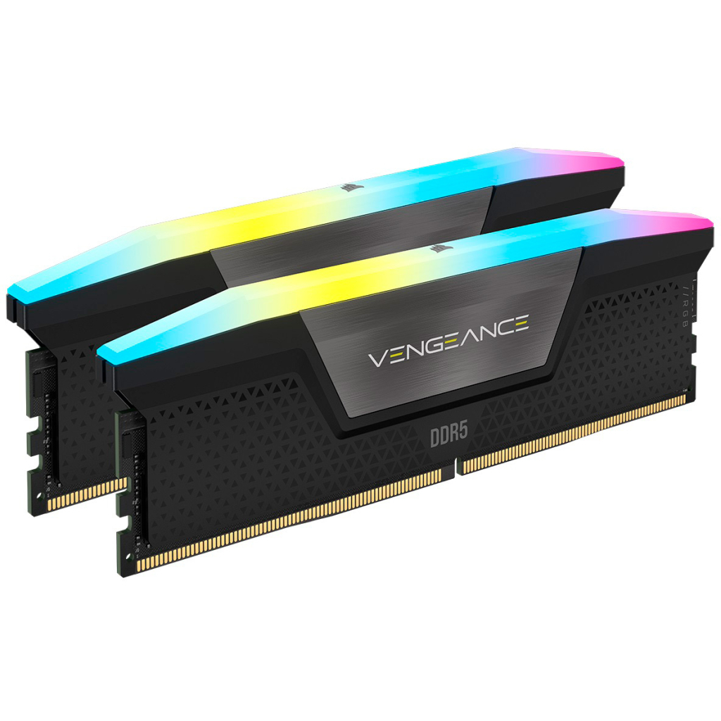 Модуль пам'яті для комп'ютера DDR5 48GB (2x24GB) 5600 MHz Vengeance RGB Black Corsair (CMH48GX5M2B5600C40) - зображення 1
