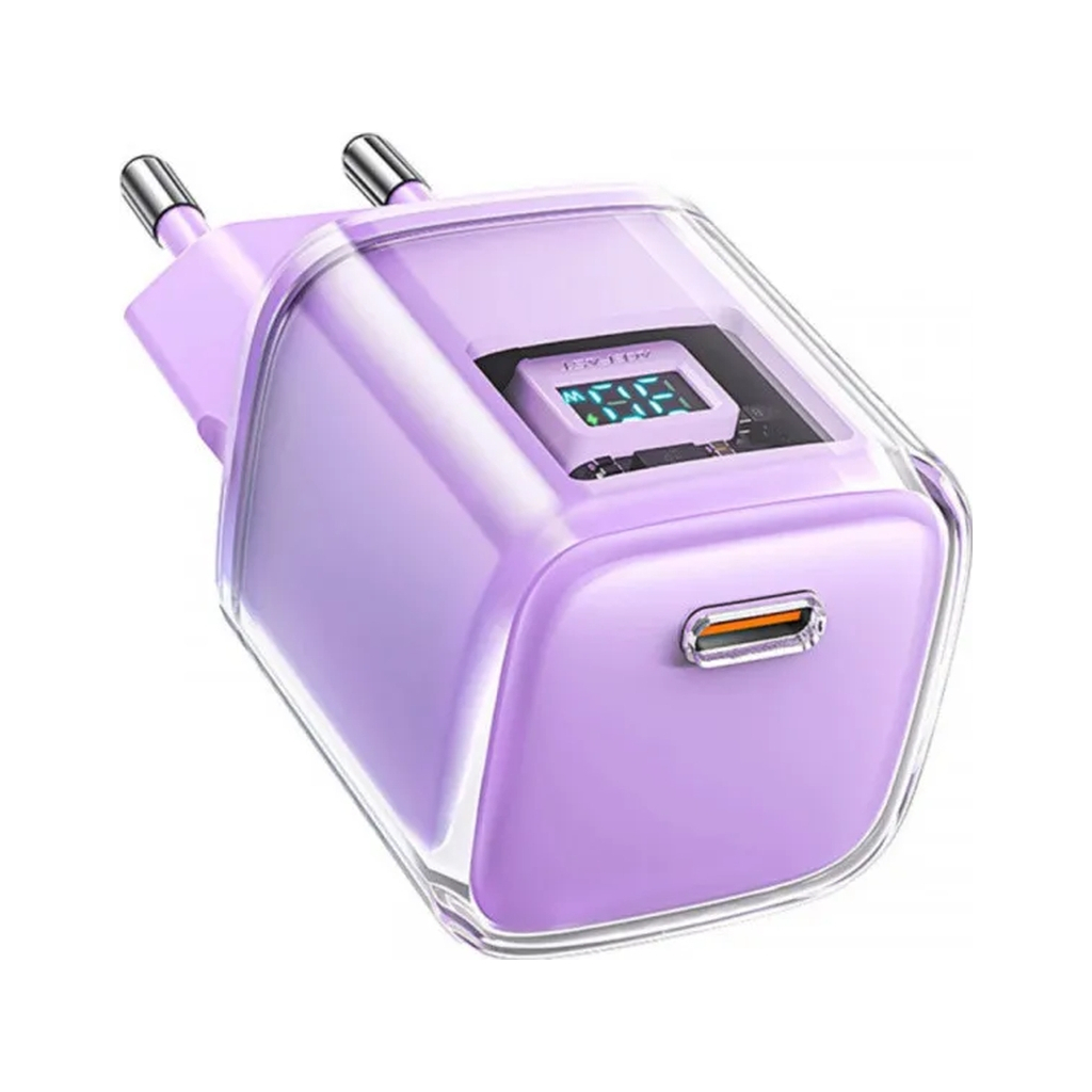 Зарядний пристрій Acefast 1xUSB-C 30W Gan A53 Fast Charger alfalfa purple (6974316282365) - зображення 3