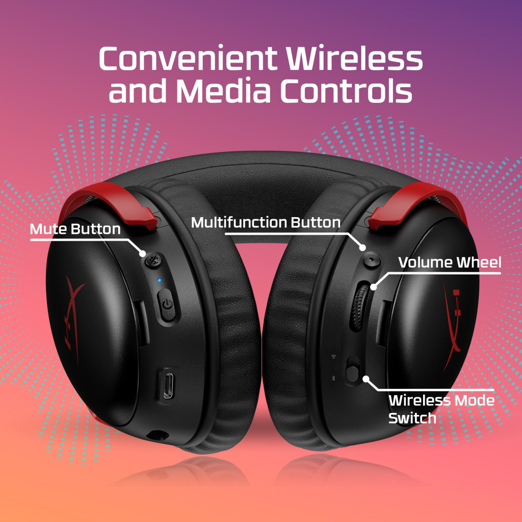 Навушники HyperX Cloud III S Wireless/USB-A/USB-C Black/Red (A59Z0AA) - зображення 5