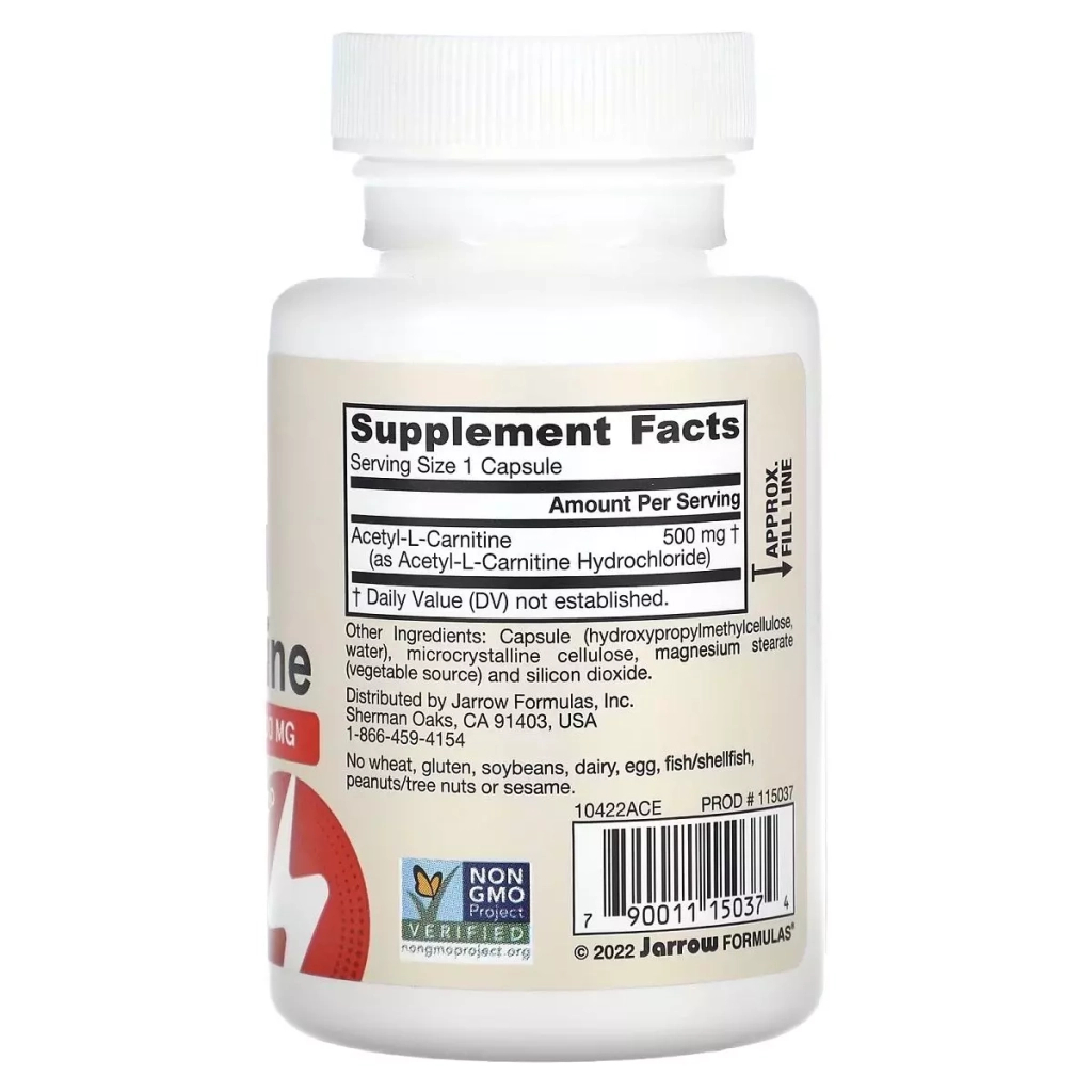Вітамінно-мінеральний комплекс Jarrow Formulas Ацетил L-карнітин, 500 мг, Acetyl L-Carnitine, 60 вегетаріанських кан. (JRW15037) - зображення 2