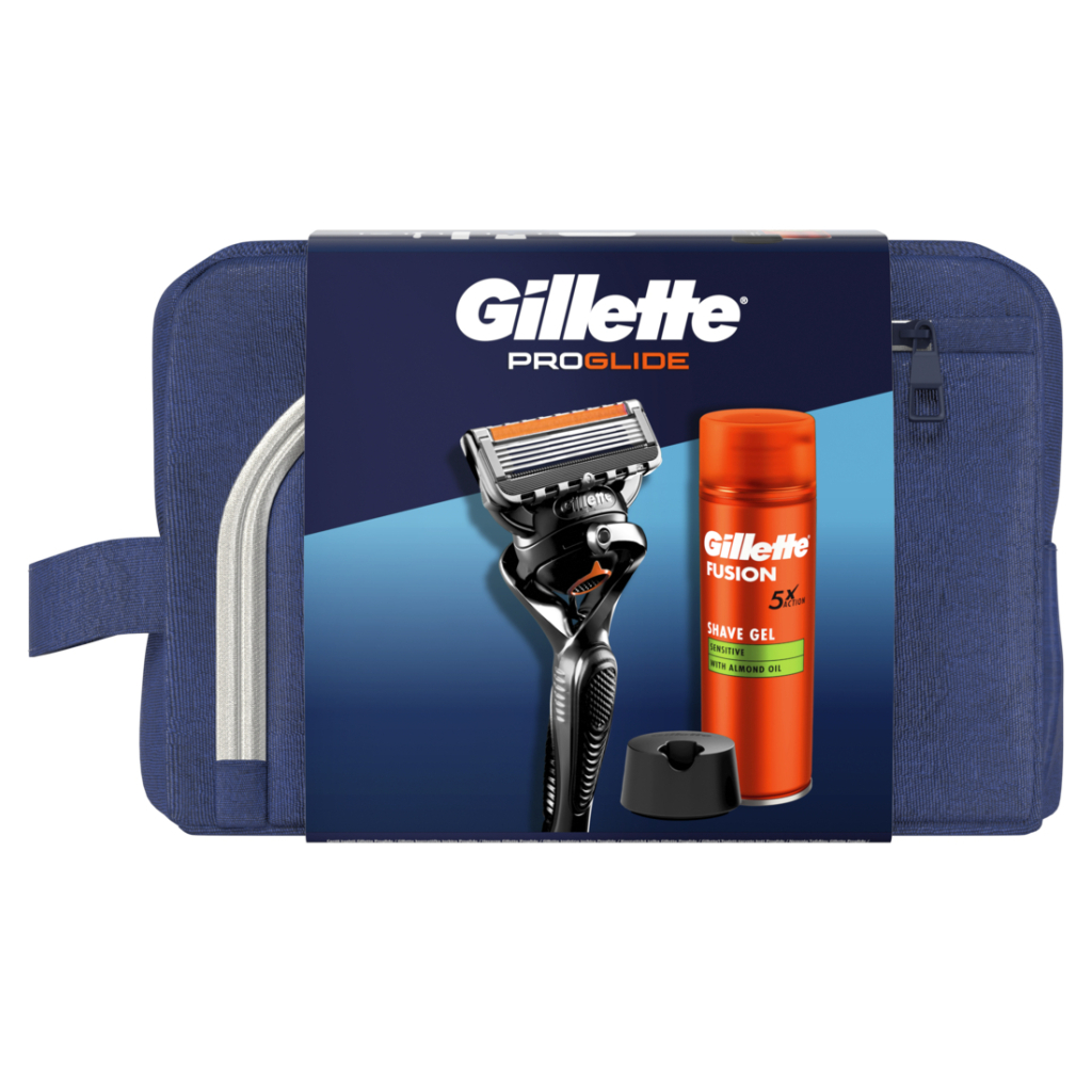 Набір косметики Gillette Бритва ProGlide з 1 змінним лезом + Гель для гоління Fusion5 200 мл + Підставка + Косметичка (8700216534420) - зображення 2