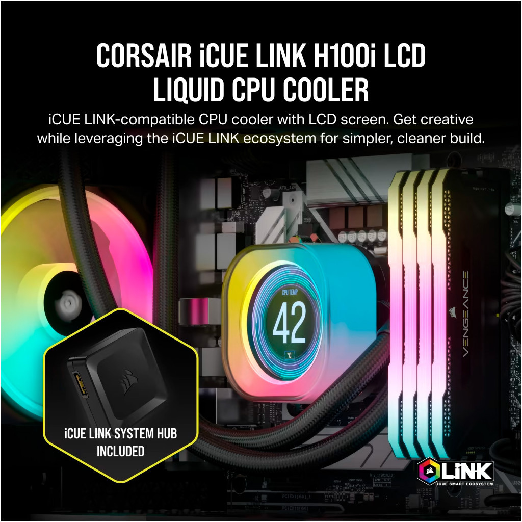 Система рідинного охолодження Corsair iCUE Link H100i LCD RGB (CW-9061007-WW) - зображення 5