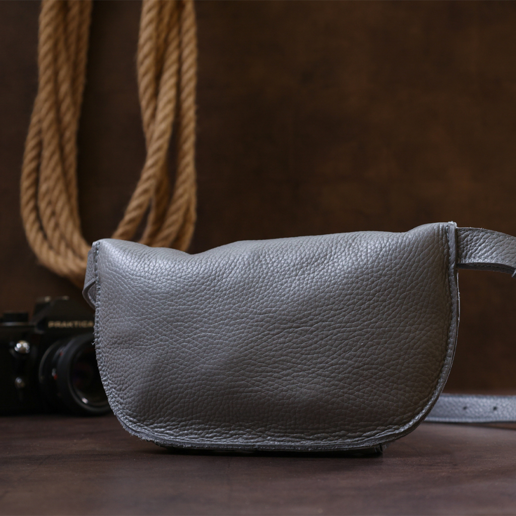 Сумка Shvigel Бананка з натуральної шкіри Сіра (16379) - зображення 10