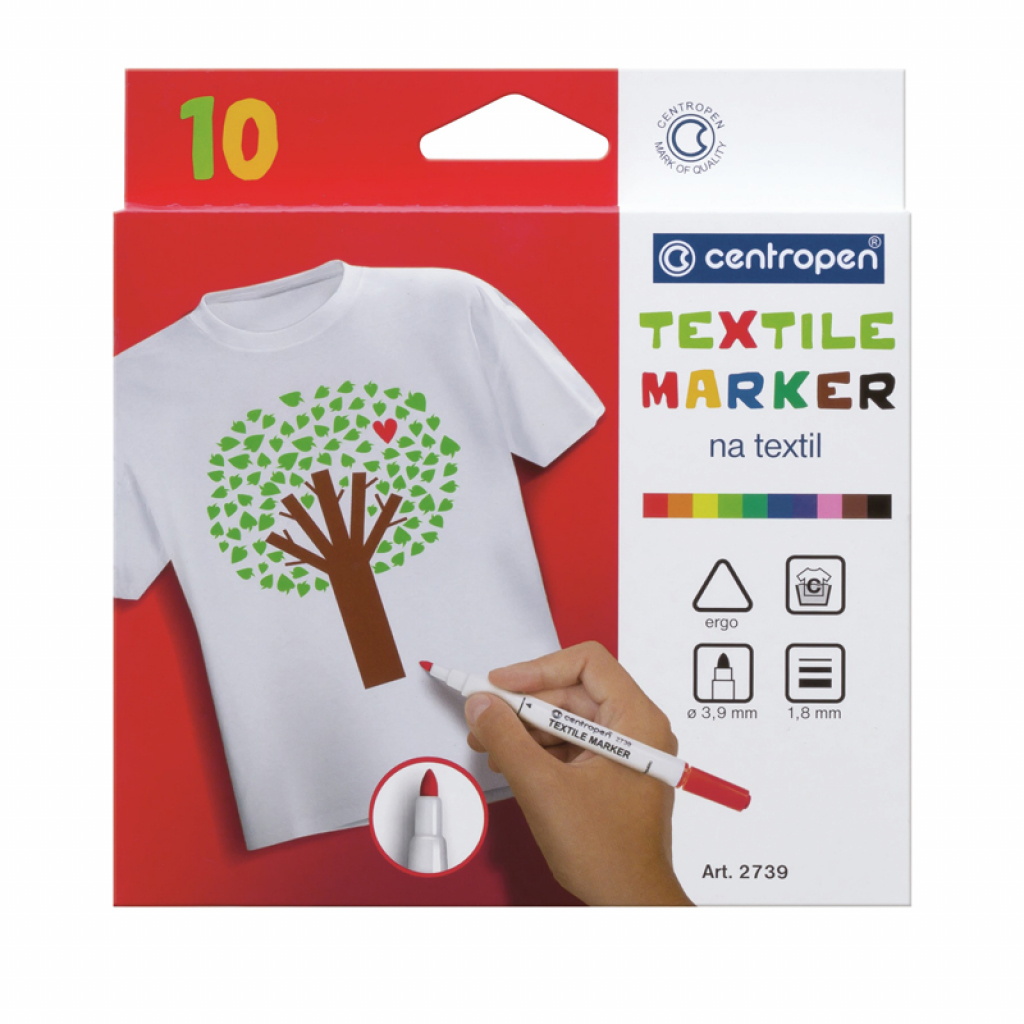 Набір маркерів Centropen набір для текстилю Textile 1.8 мм 10 шт (2739.10) - зображення 1
