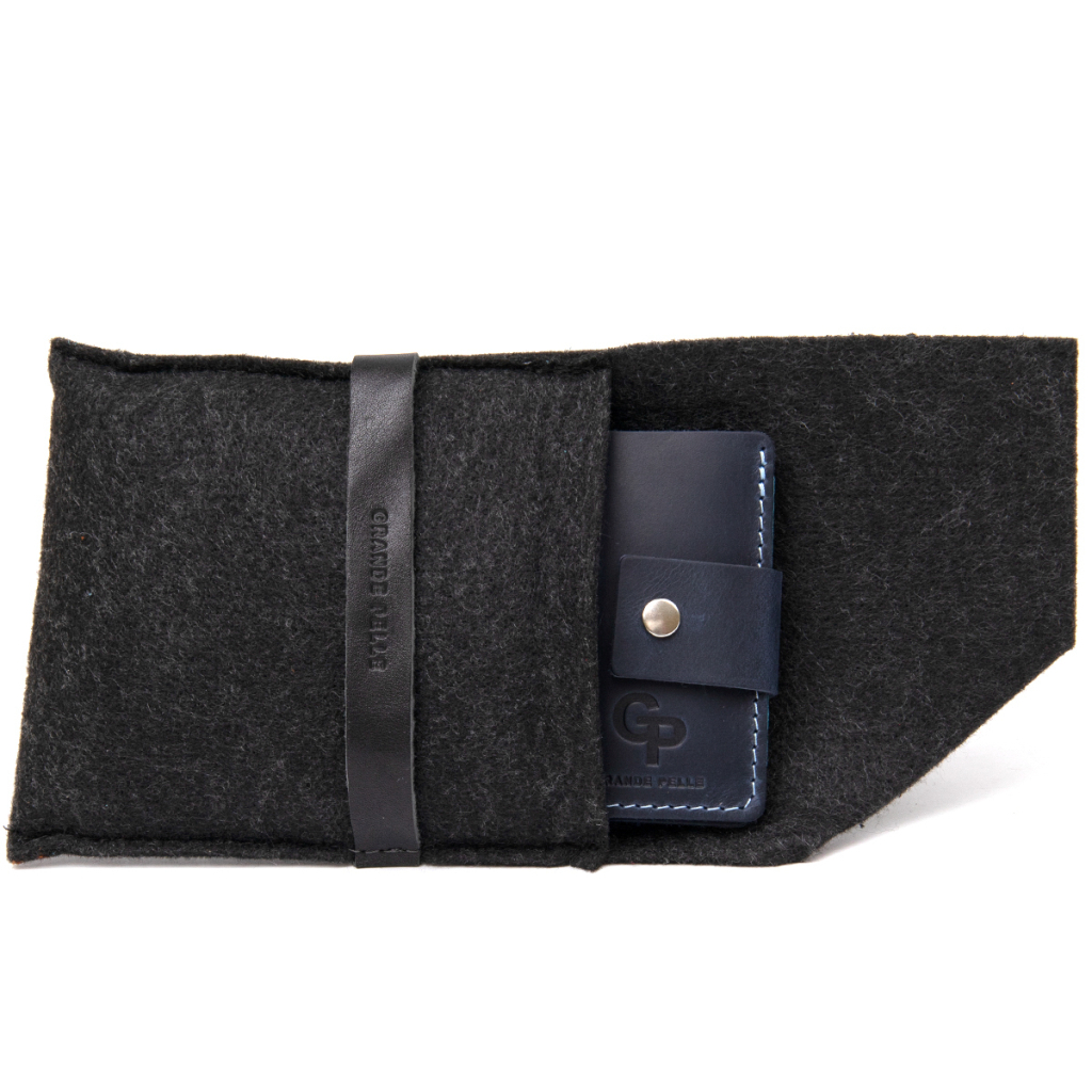 Портмоне Grande Pelle З натуральної шкіри Темно-синє (11461) - зображення 7