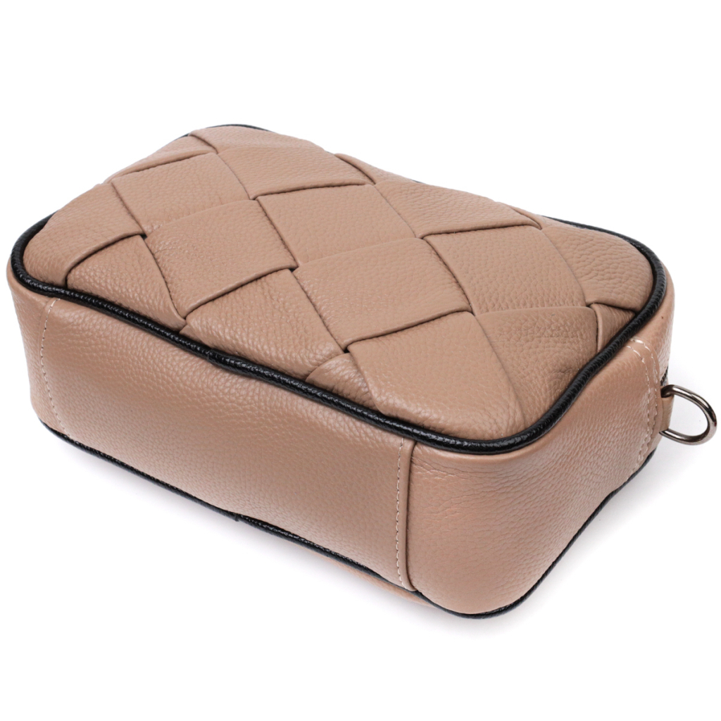 Сумка Vintage Шкіряна жіноча з плетінням Бежева (22409) - зображення 5