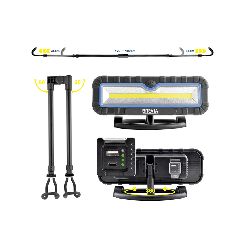 Ліхтар Brevia LED 120-190см. 2x10W COB, 2x1000lm, 2x4000mAh, Power Bank, t (11520) - зображення 2