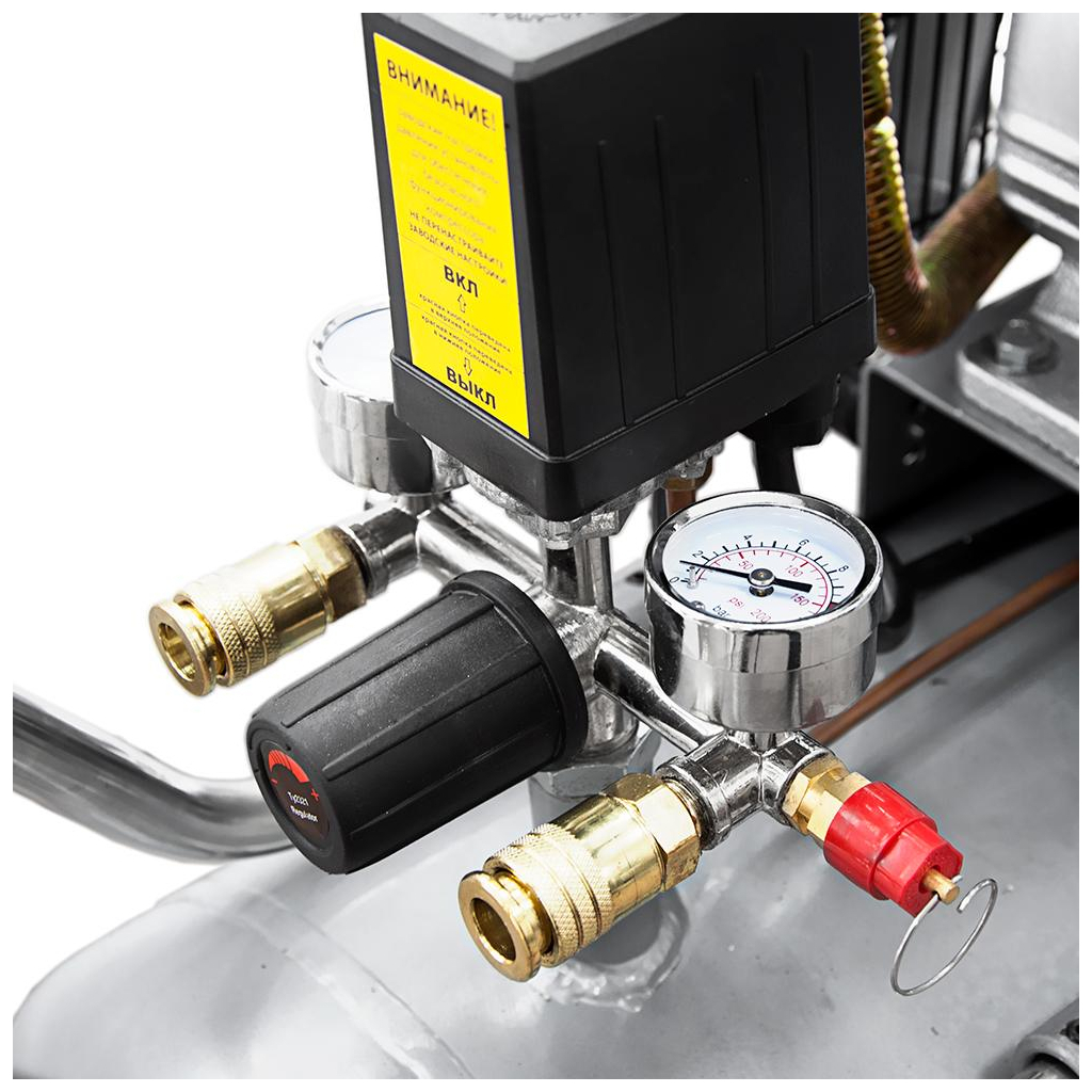 Компресор Sigma двоциліндровий ремінний 2.5кВт 396л/хв 10бар 100л (2 крана) (7044151) - зображення 6