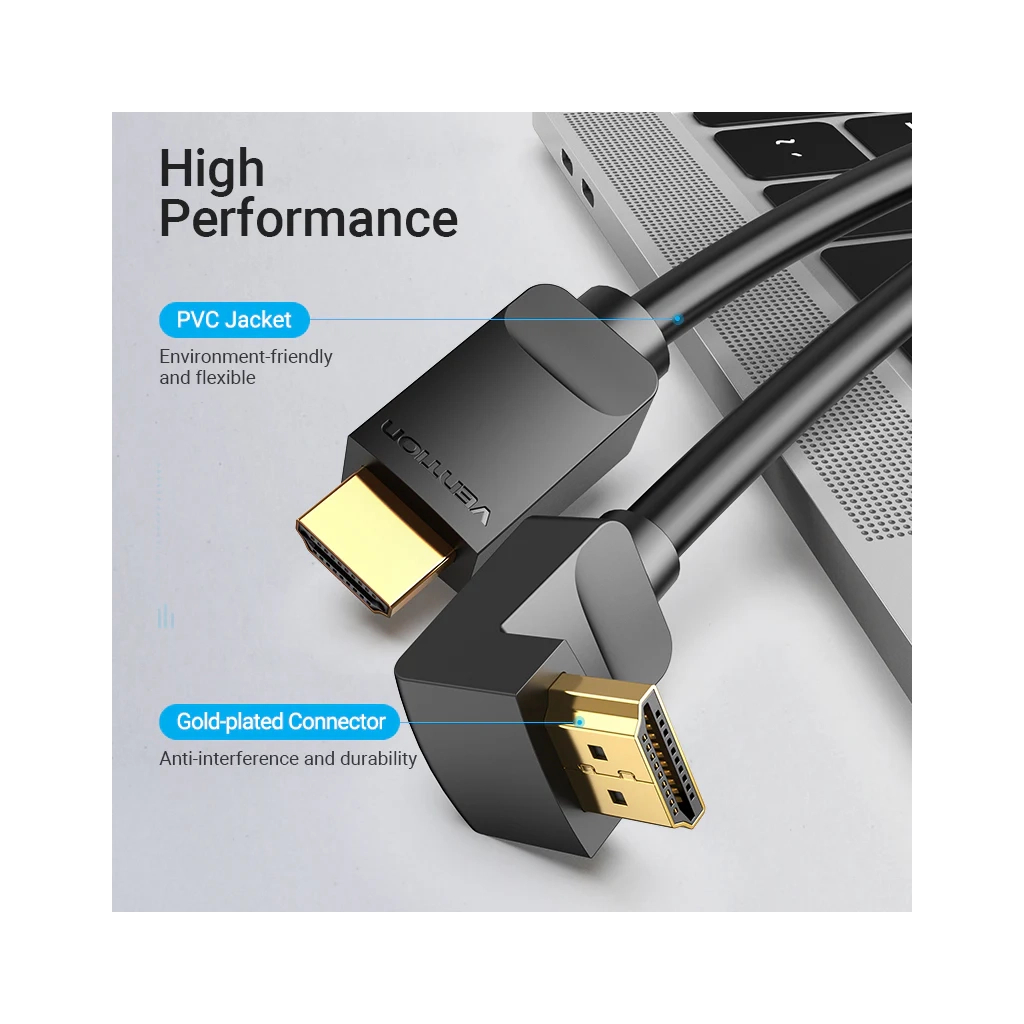 Кабель мультимедійний HDMI M to HDMI M 1.0m 90° corner black Vention (AAQBF) - изображение 8