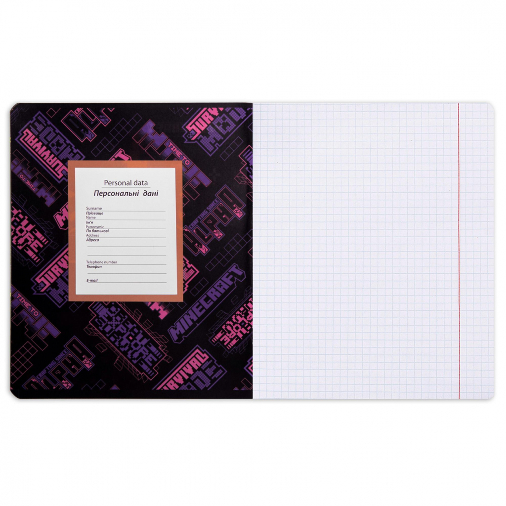 Зошит Yes Minecraft. Black 12 аркушів клітинка (767495) - зображення 3