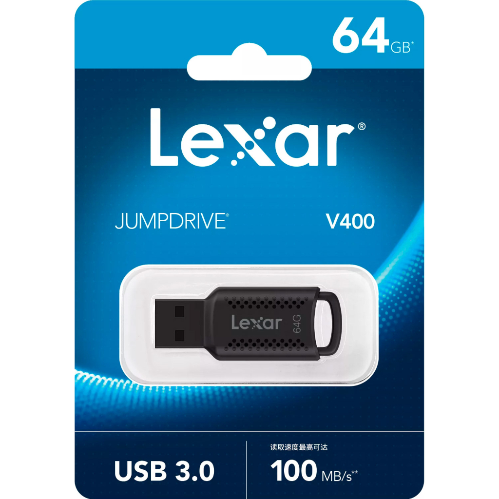 USB флеш накопичувач Lexar 64GB JumpDrive V400 Black USB 3.0 (LJDV400064G-BNBNG) - изображение 4