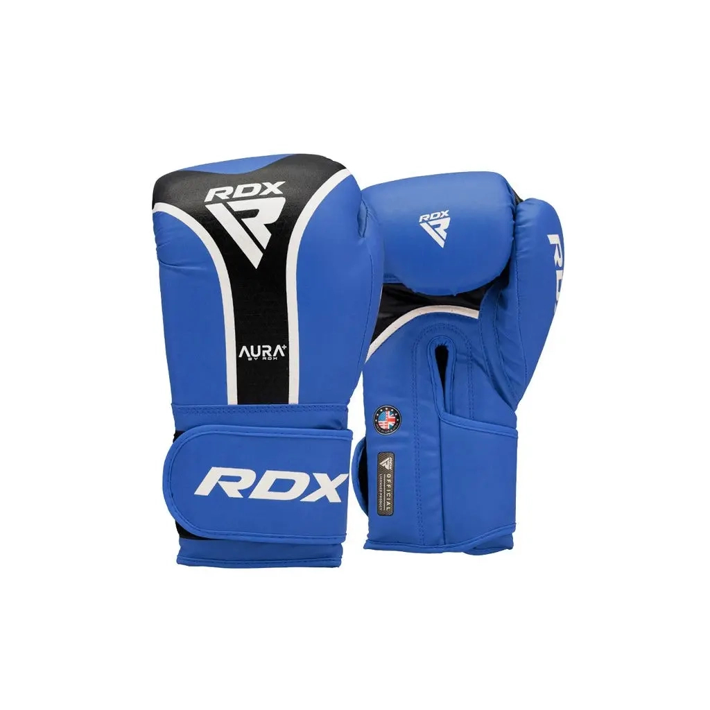 Боксерські рукавички RDX Aura Plus T-17 Blue/Black 14 унцій (BGR-T17UB-14OZ+) - зображення 1