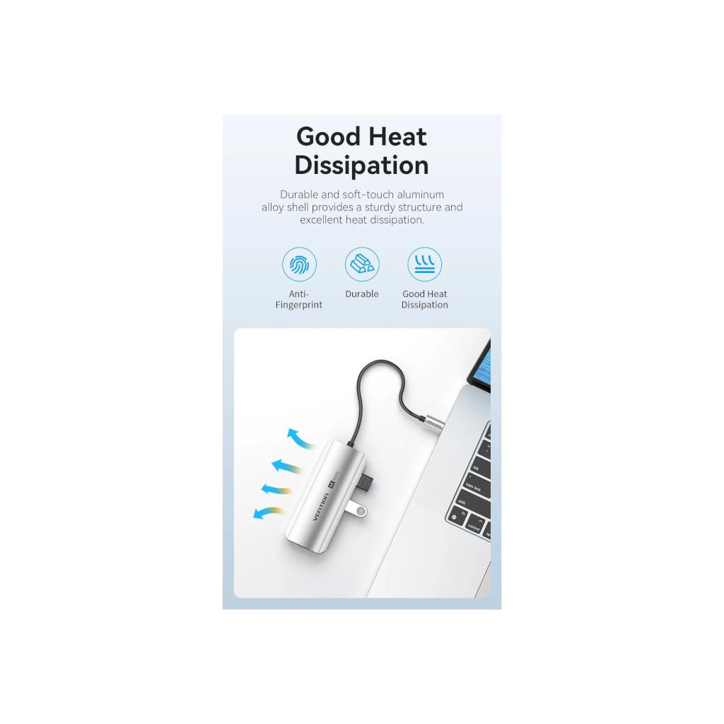 Концентратор Vention USB 3.1 Type-C to HDMI 4K60Hz/USB 3.0x3/PD 100W 5-in-1 (TQDHB) - зображення 7