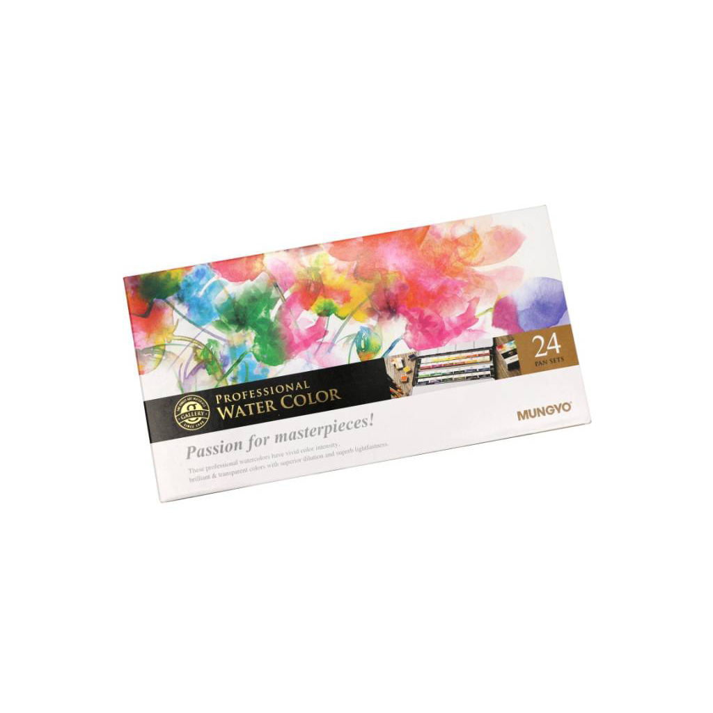 Акварельні фарби MUNGYO Gallery 24 кольори в кюветах металевий пенал (8804819139249) - зображення 1