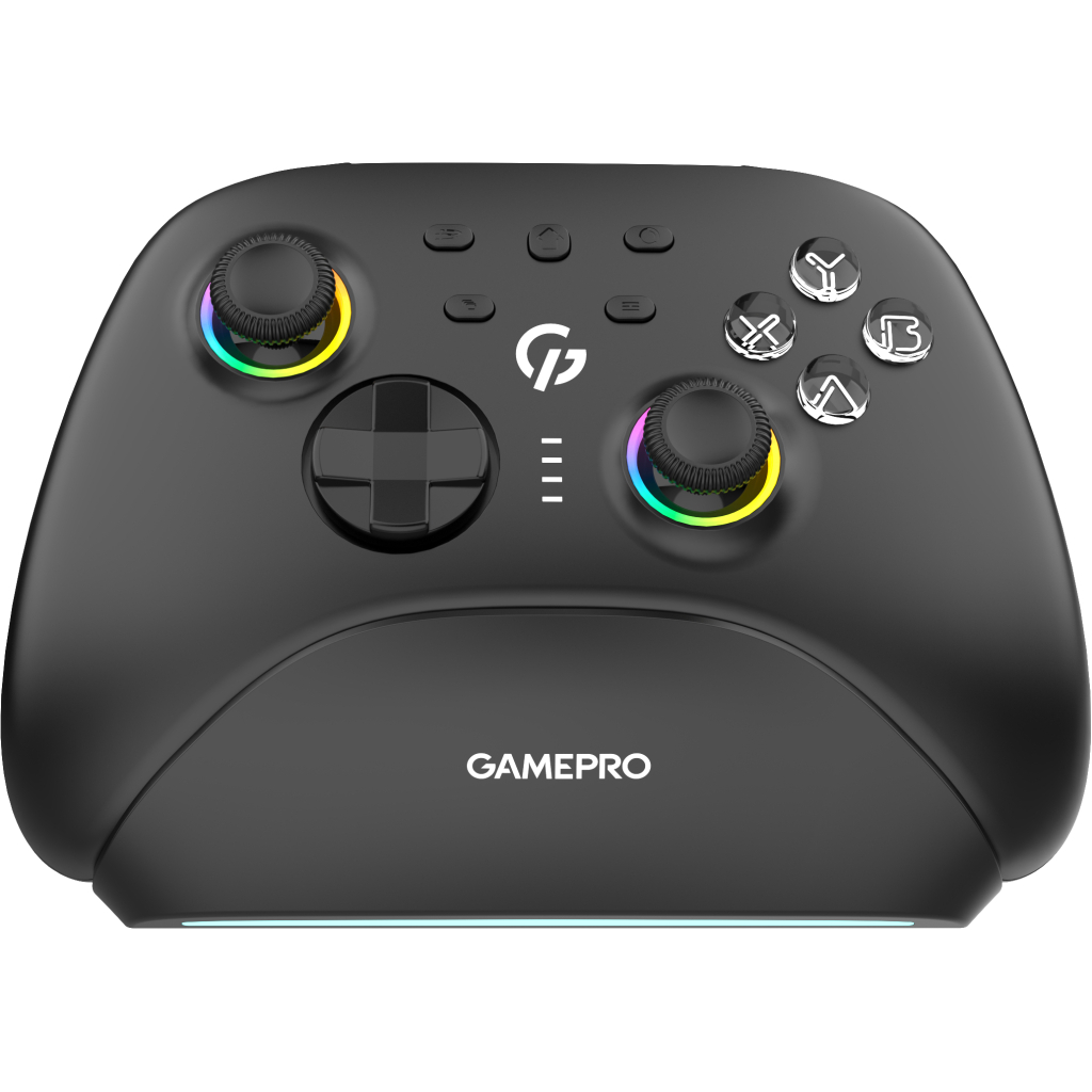 Геймпад GamePro із зарядною станцією BT 5.3/USB/2.4 ГГц (Switch/PC/iOS/Android) RGB Black (GPX13BDOC) - зображення 1