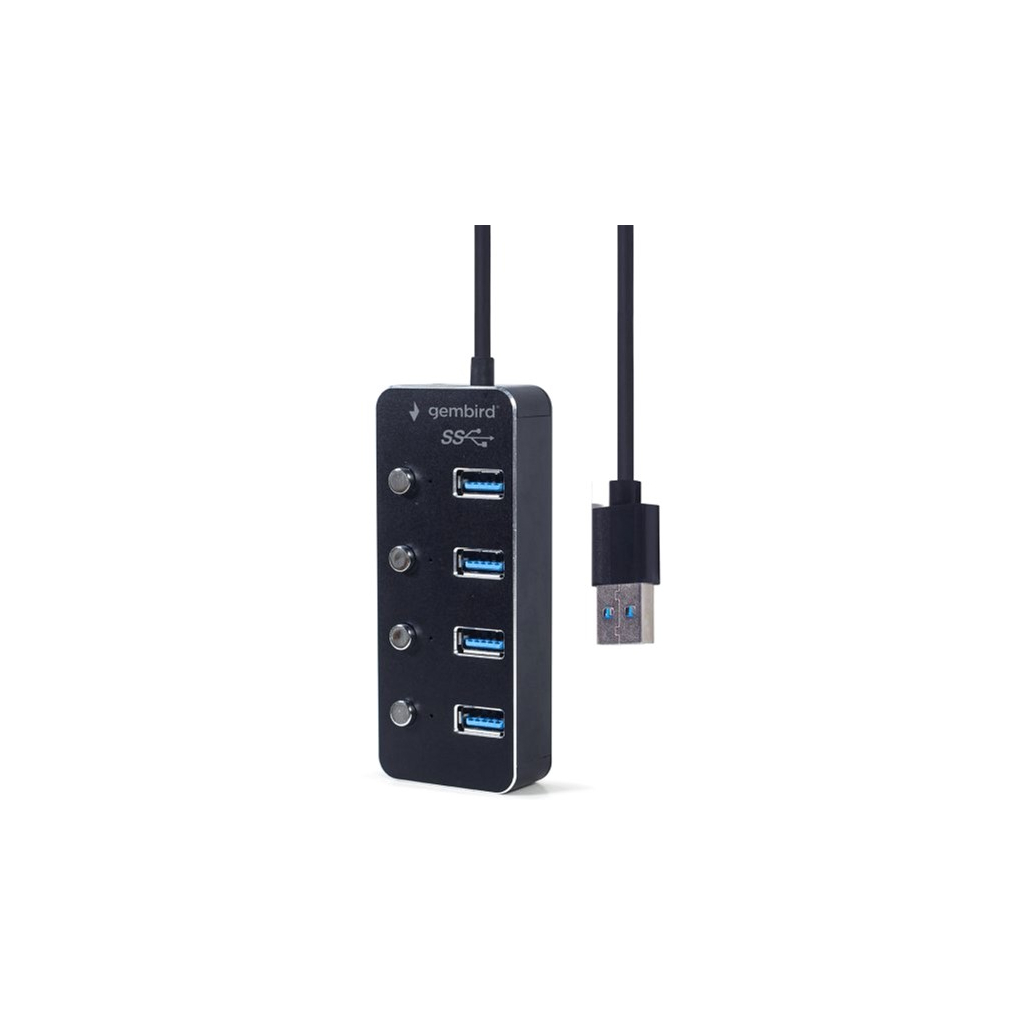 Концентратор Gembird USB 3.0 4 ports switch black (UHB-U3P4P-01) - зображення 4