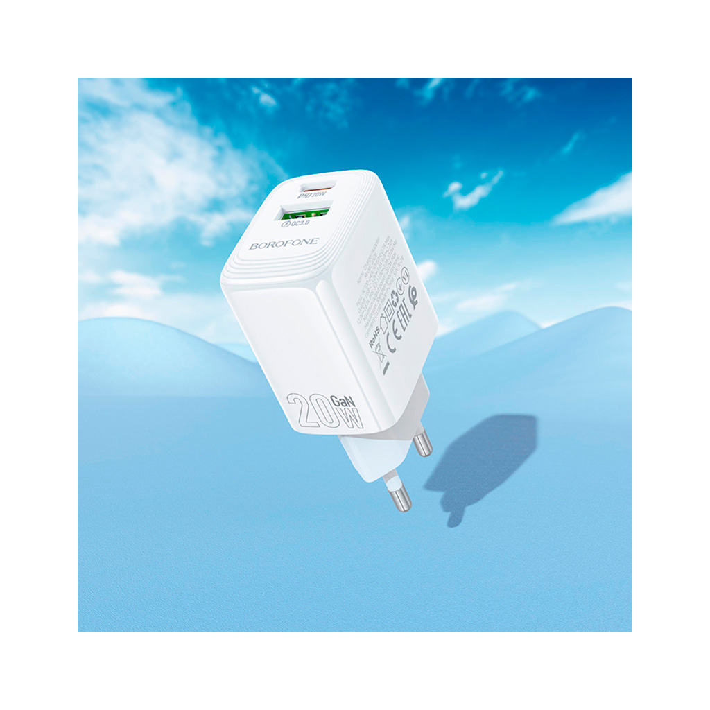 Зарядний пристрій BOROFONE BN27 Fuente 1xUSB-C PD20W + 1xUSB QC3.0 White (6941991120268) - зображення 8