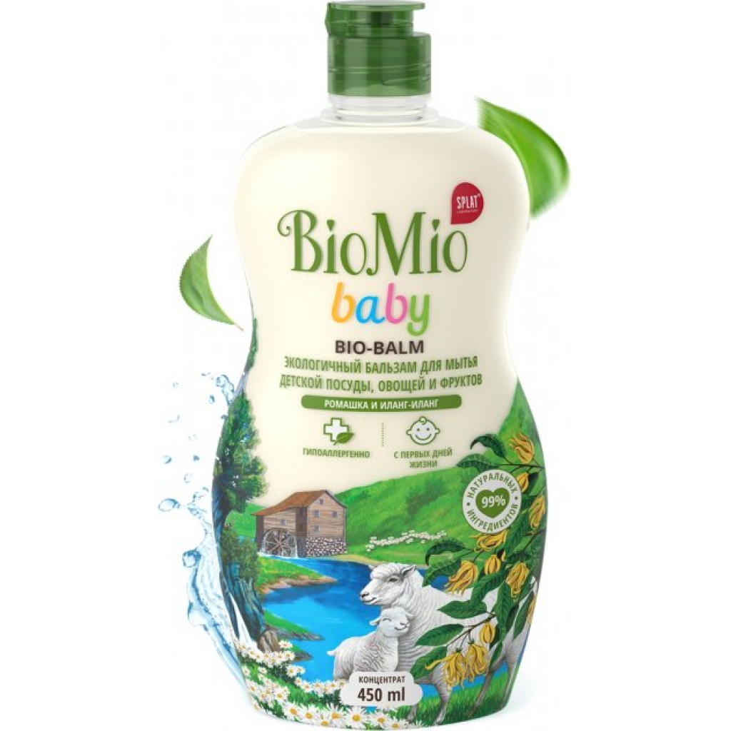 Засіб для ручного миття посуду BioMio Baby Bio-Balm Ромашка та іланг-іланг 450 мл (4603014011299) - зображення 1
