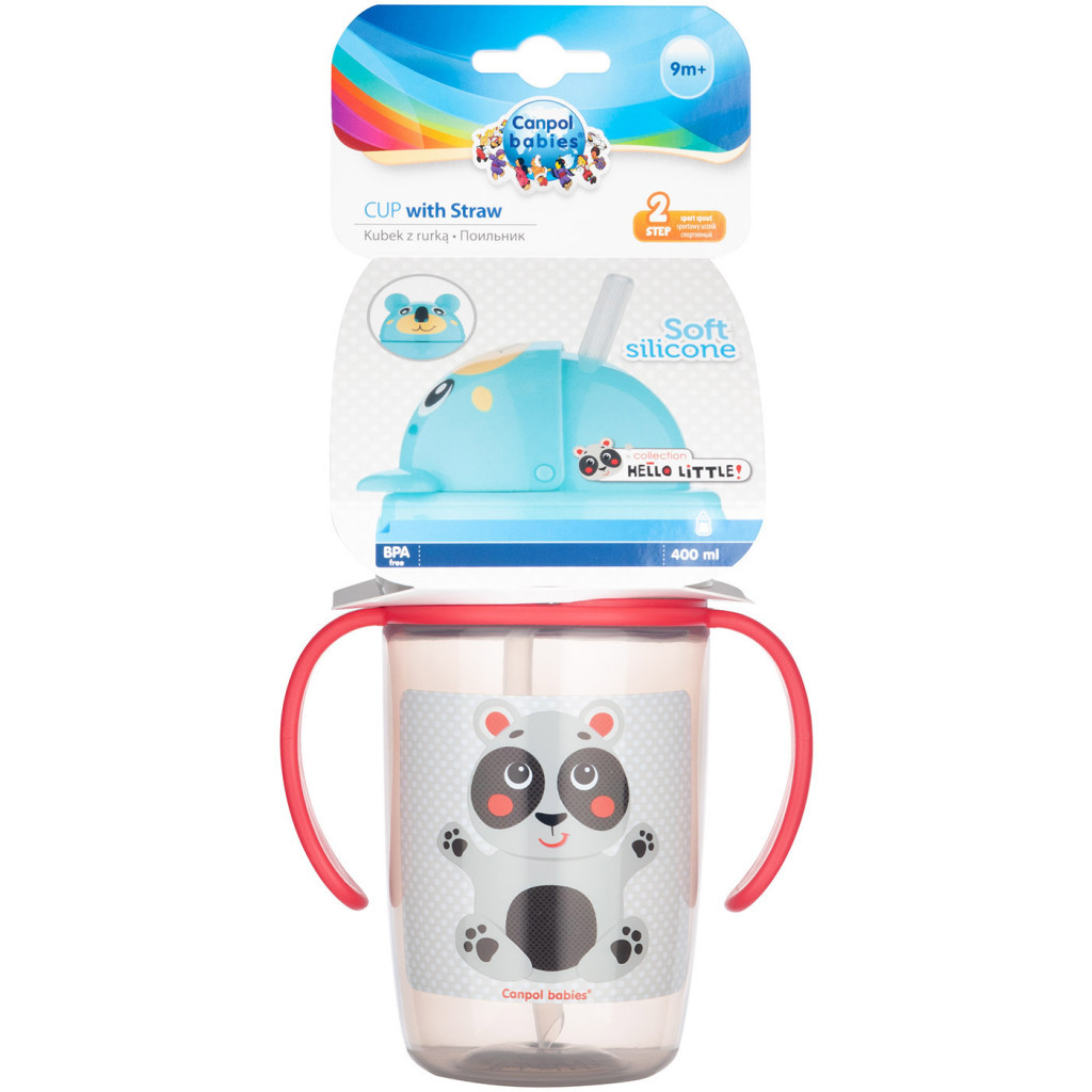 Поїльник-непроливайка Canpol babies Hello Little з трубочкою 400 мл Бежевий (56/500_bei) - зображення 3