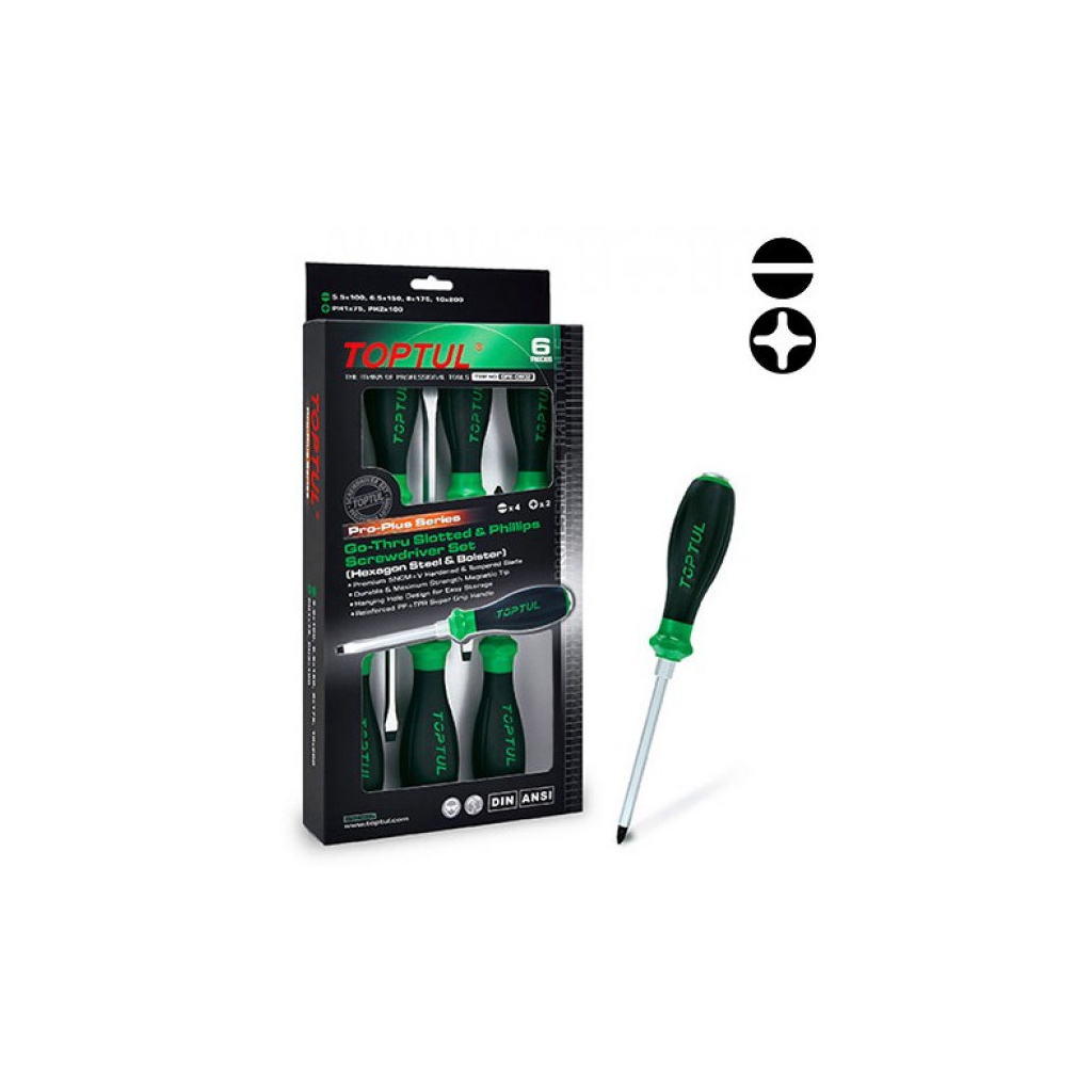 Набір викруток Toptul ударних із шестигранником 6 шт. PRO-PLUS SERIES (GFE-0602) - зображення 1