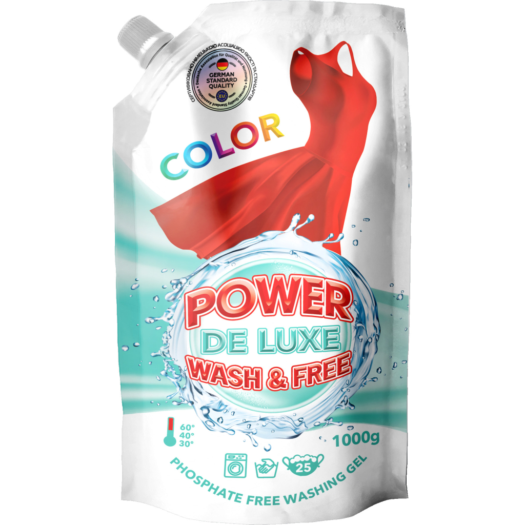 Гель для прання Power De Luxe для кольорових речей 1 кг (4260637720856) - зображення 1