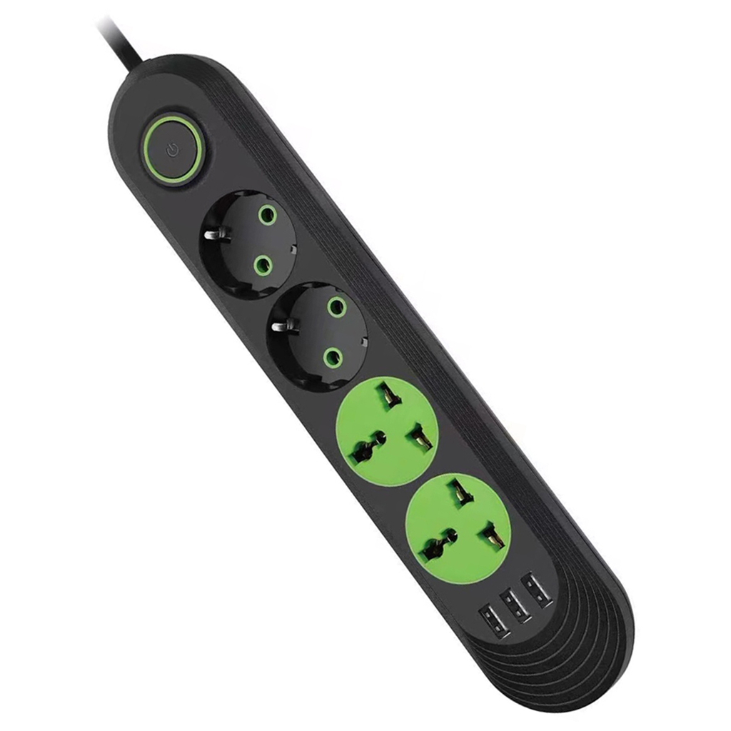 Мережевий фільтр живлення Voltronic F01U, 2роз EU + 2роз Universal, 3*USB Black (F01U-Black) - зображення 1