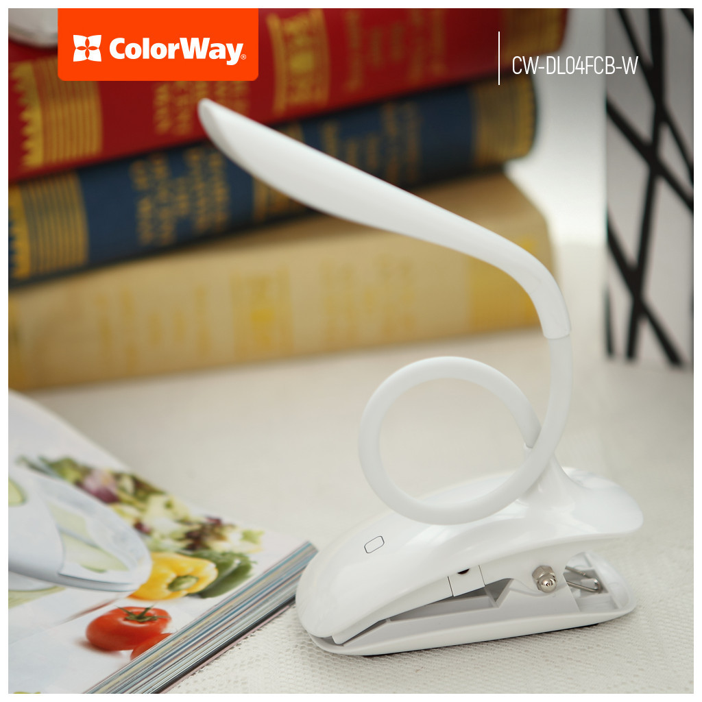 Настільна лампа ColorWay LED Flexible & Clip з вбудованим акумулятором 500mAh (CW-DL04FCB-W) - зображення 6