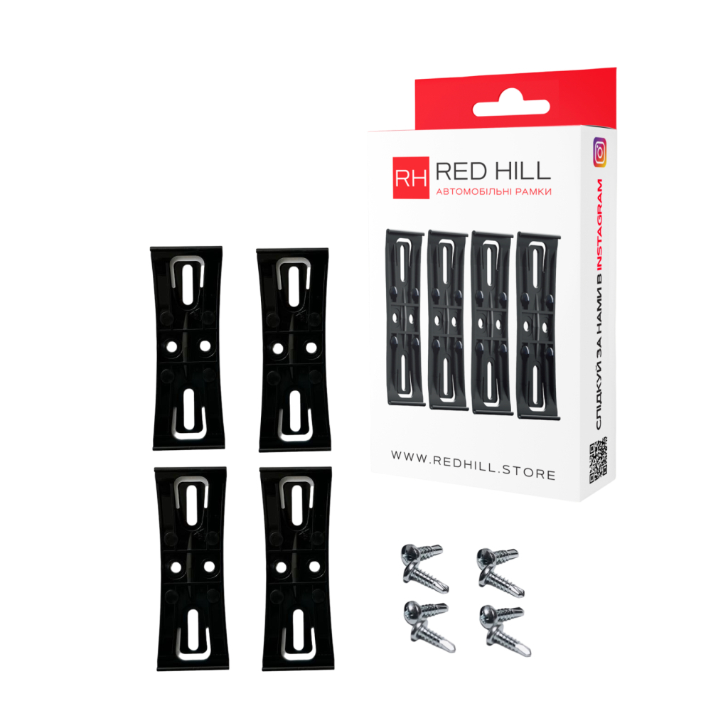 Рамка номерного знака RedHill невидимки чорні к-т 4шт (24-053-IS) - зображення 1