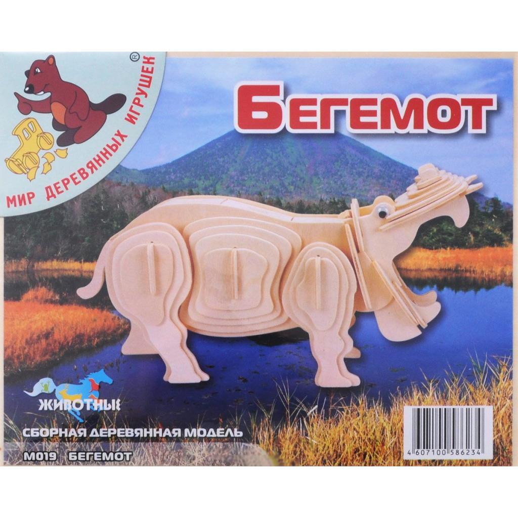 Збірна модель Мир деревянных игрушек Бегемот (М019) - зображення 1