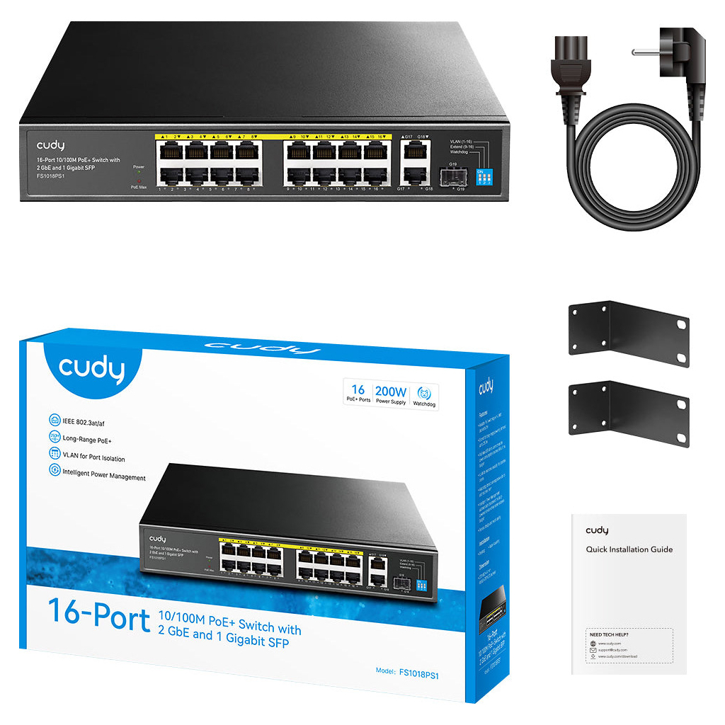 Комутатор мережевий Cudy FS1018PS1 - зображення 2