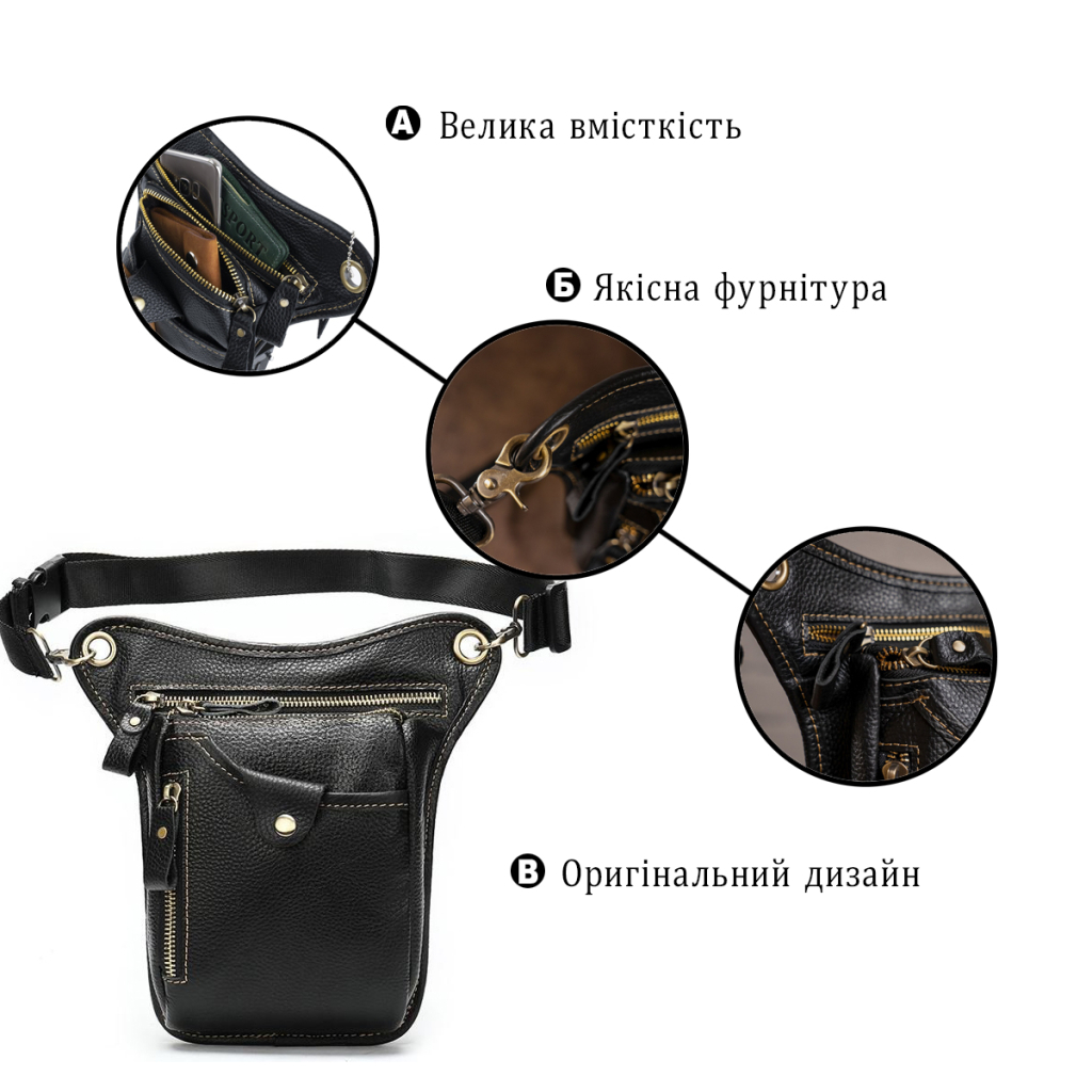 Сумка Vintage На пояс Чорна (14659) - зображення 4
