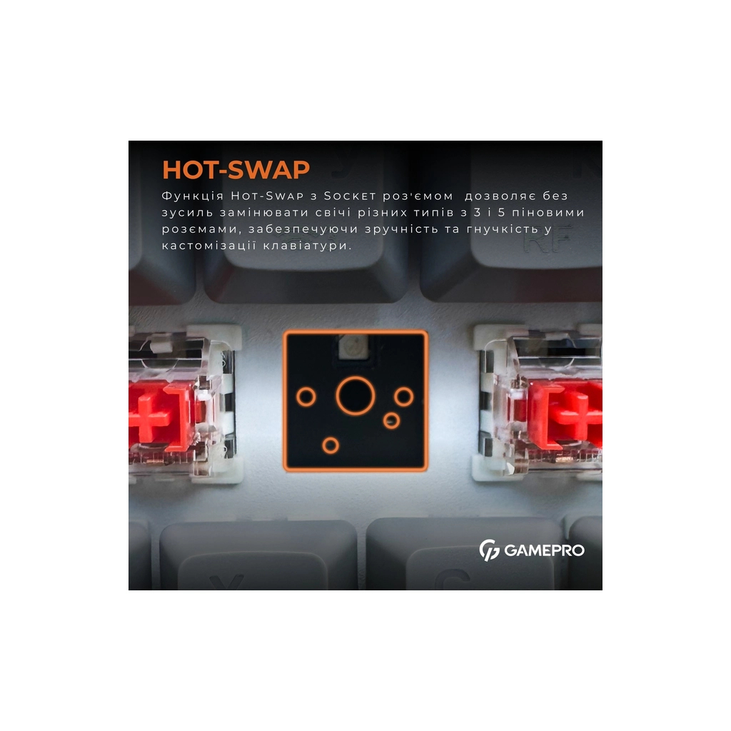 Клавіатура GamePro MK130G Pro Outemu Red Switch Hot-Swap 60 RGB USB/Wireless/Bluetooth Black (MK130G Pro) - изображение 12