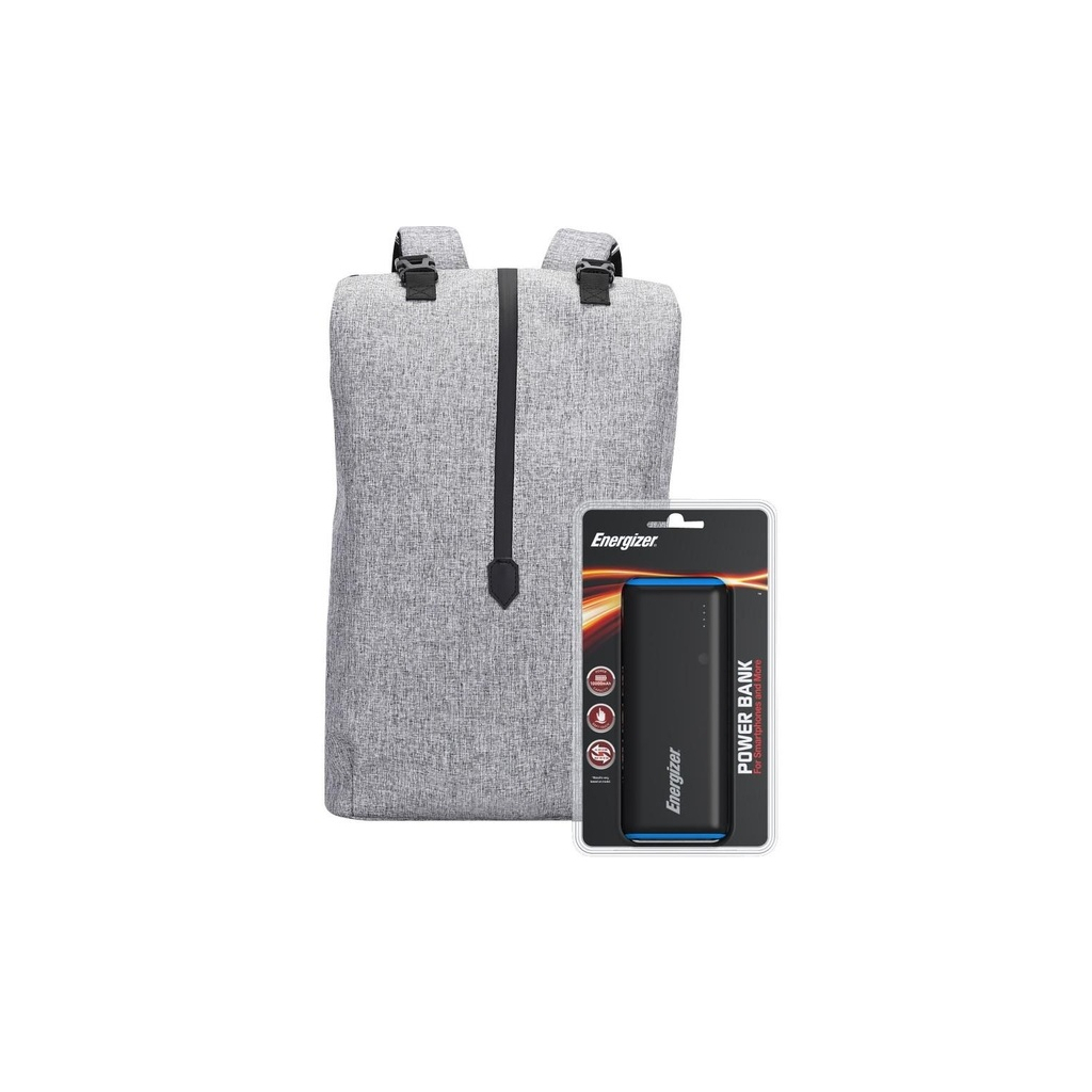 Рюкзак для ноутбука Energizer 15.6'' EPB004 Grey + powerbank UE10007 Black (EPB004-GY+UE10007) - зображення 1