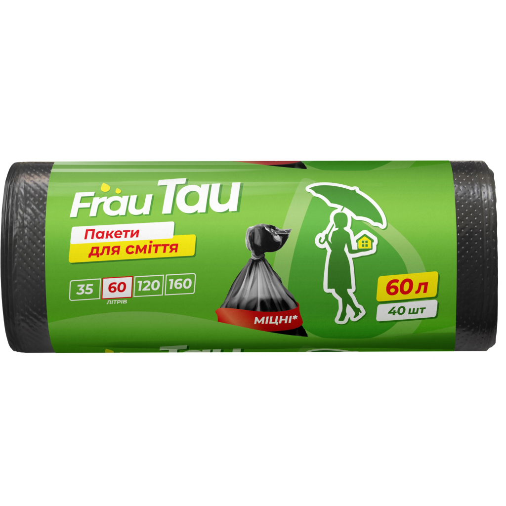 Пакети для сміття Frau Tau Чорні 60 л 40 шт. (4820195508183) - зображення 1