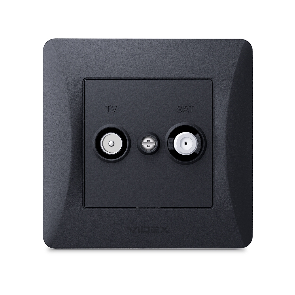 ТВ розетка Videx BINERA TV одинарна телевізійна чорні (VF-BNSK2TVSATE-BG) - изображение 2
