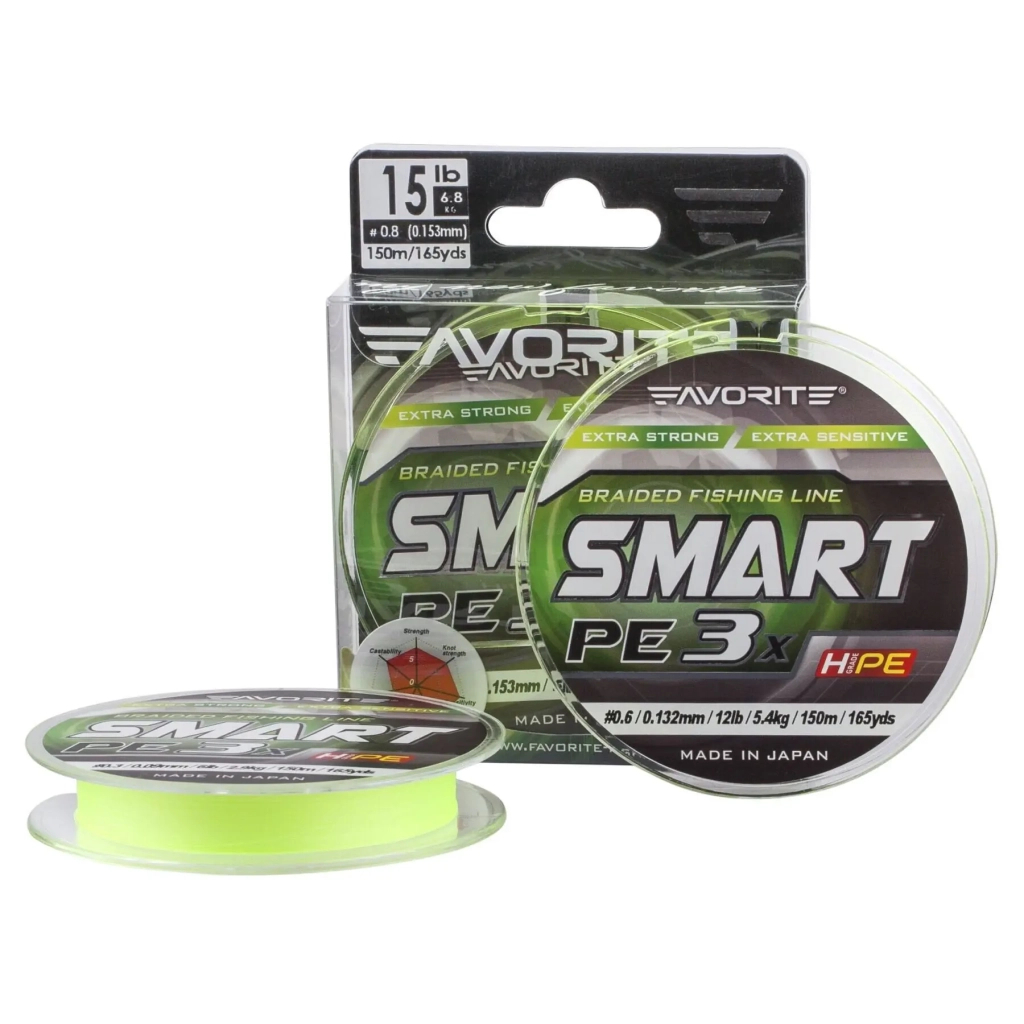 Шнур Favorite Smart PE 3x 150м 0.3/0.09mm 6lb/2.9kg Fl.Yellow (1693.10.53) - зображення 1