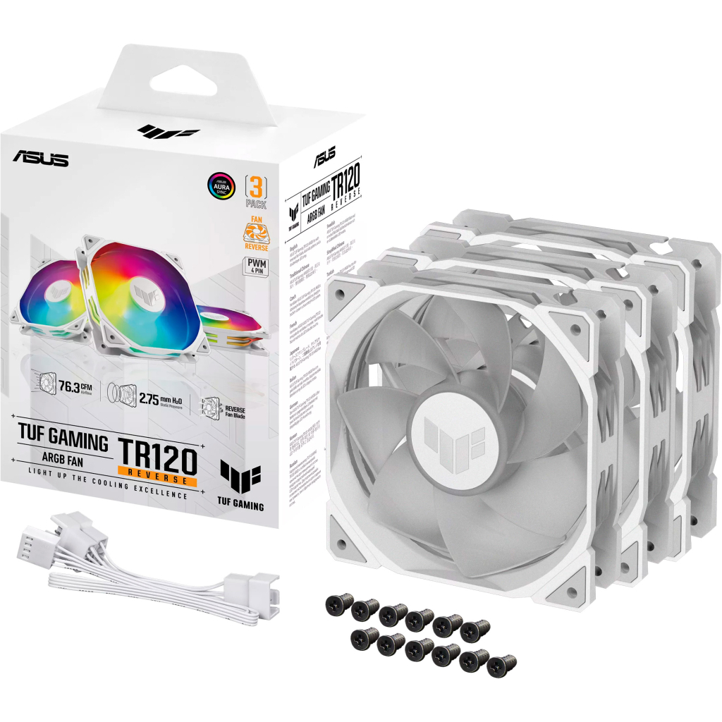 Кулер до корпусу ASUS TUF GAMING TR120 FAN ARGB REVERSE WHITE (90DA00D3-B09020) - изображение 12