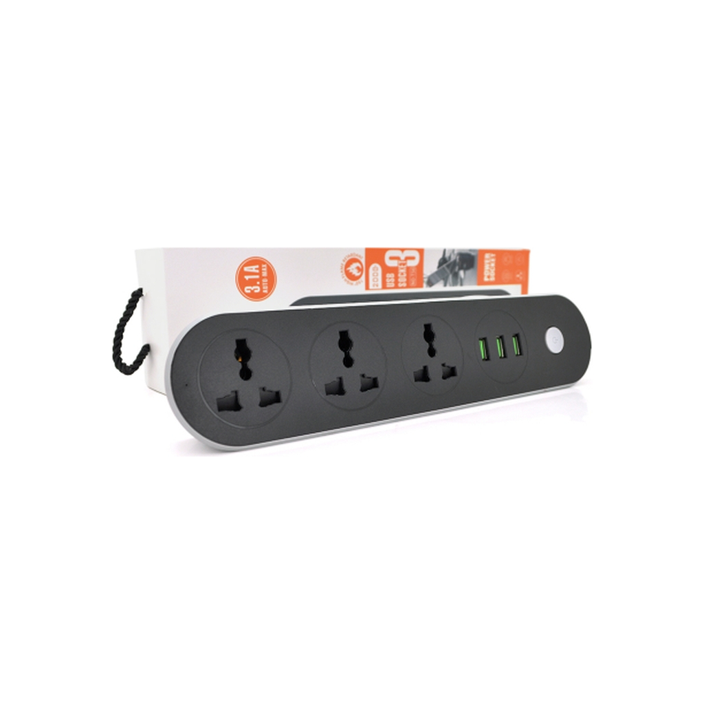 Мережевий фільтр живлення Voltronic TВ-Т56, 3роз, 3*USB Black (ТВ-Т56-Black) - зображення 2