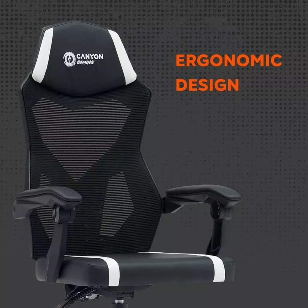 Крісло ігрове Canyon Flow MCH01 Mesh Black/White (CNE-MCH01W) - зображення 6